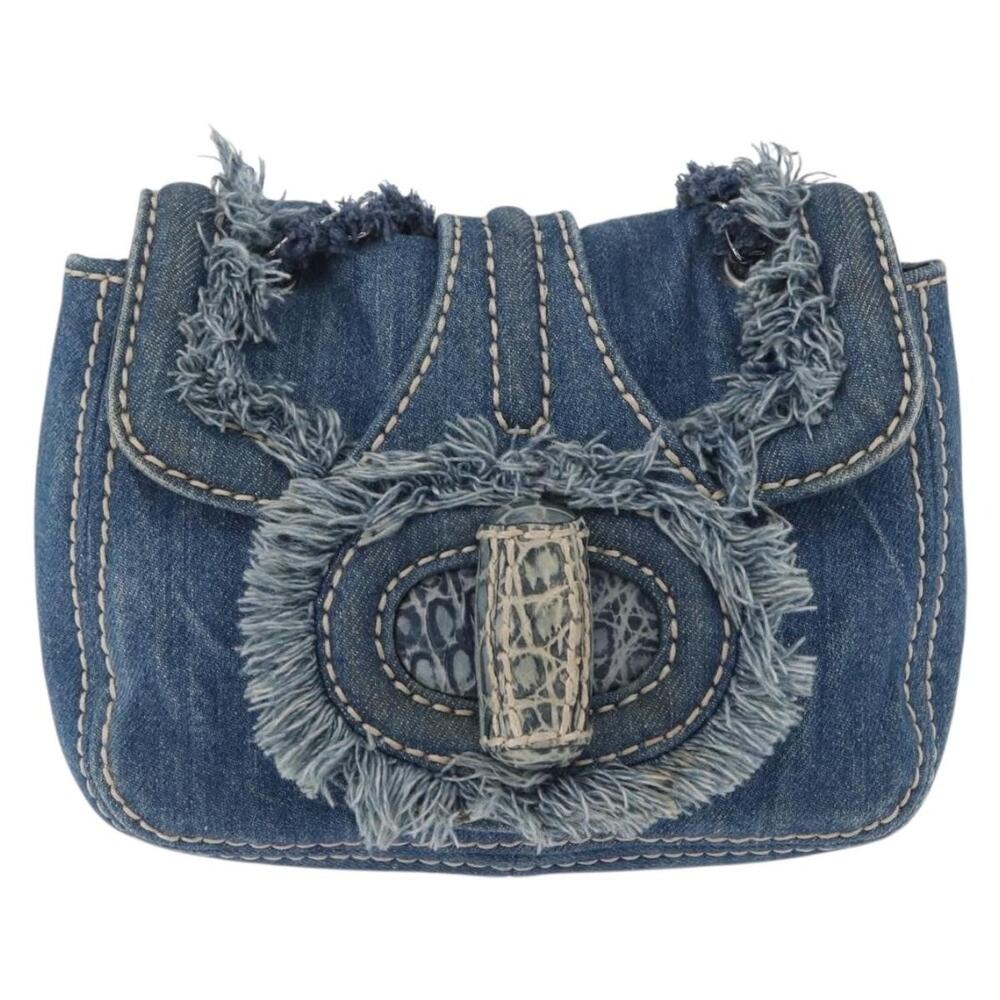 Prada Canvas Chain Shoulder Bag Blue